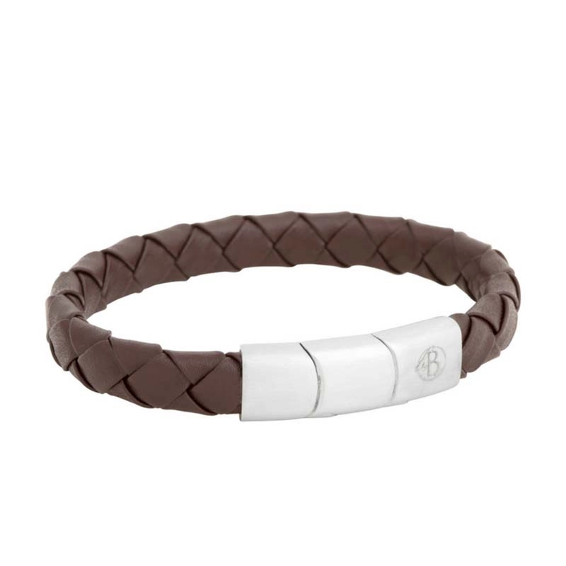 By Billgren - Enkelflätat Brunt Läderarmband