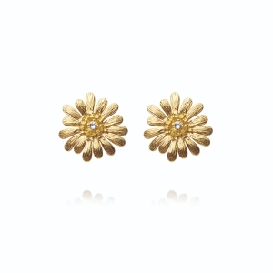 Guldpläterade Daisy-örhängen med 18 mm selektivt utvalda kristaller