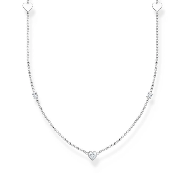 Kette Mit Herzen Und Weiße Steine Silber von Thomas Sabo, Schneller Versand - Nordicspectra.de