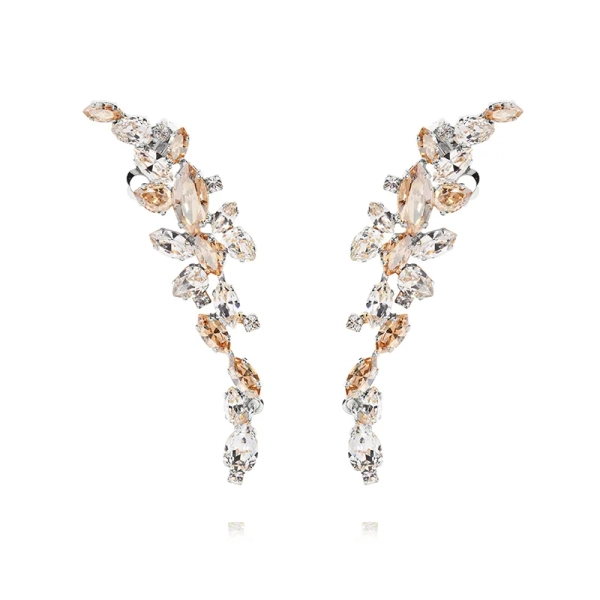 Elegant Marry Me Earcuff i rhodiumpläterad mässing med kristaller i varma toner