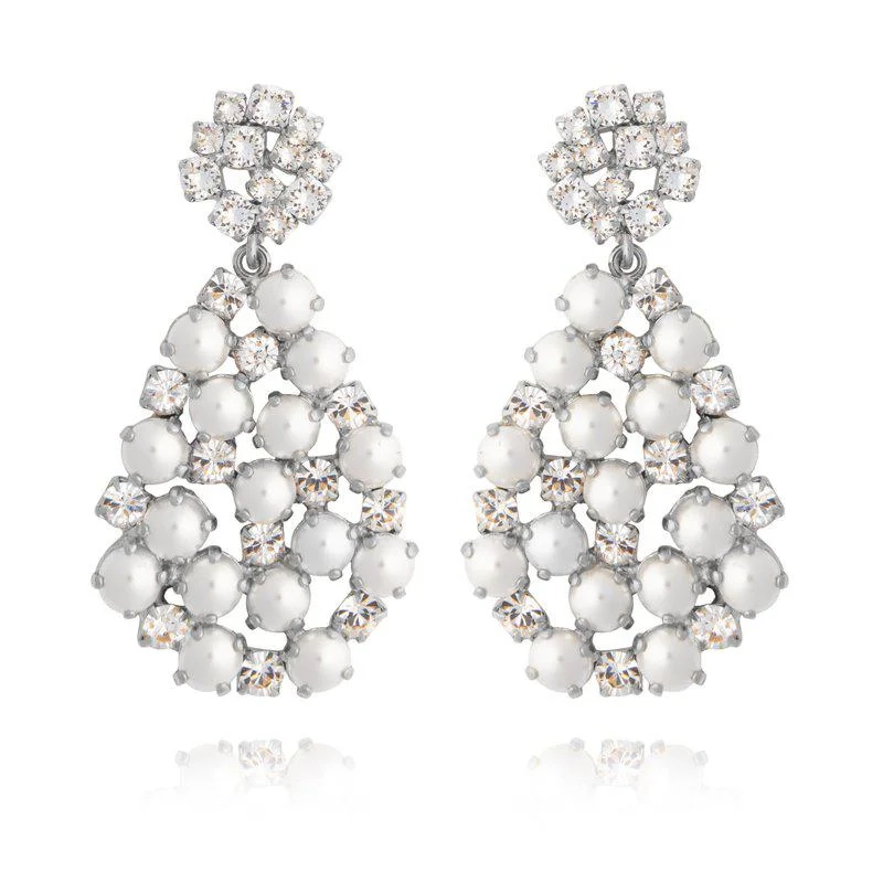 Caroline Svedbom - All Of Me Earrings Rhodium Pearl & Crystal