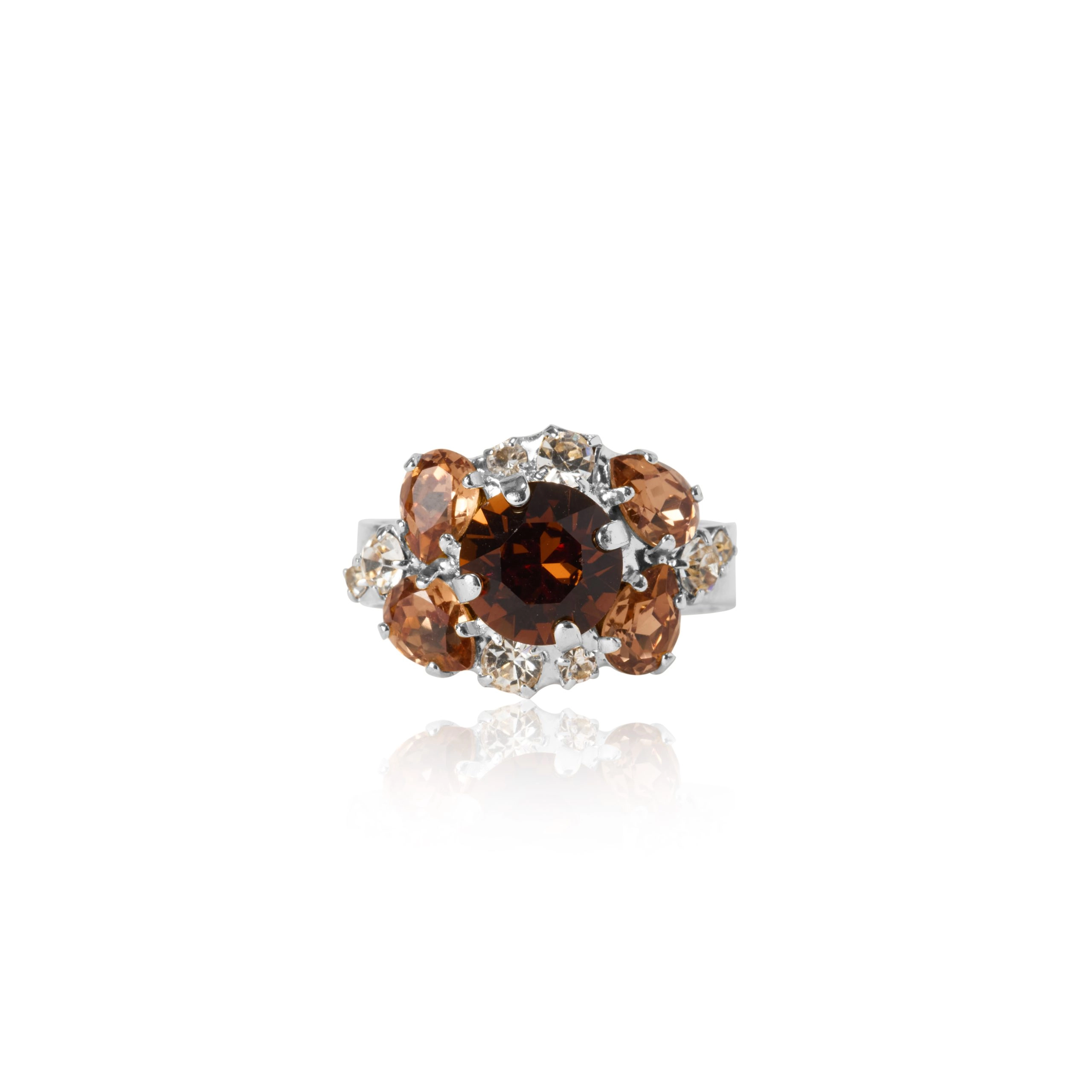 Caroline Svedbom - Molly Ring Rhodium Recreated Topaz Combo