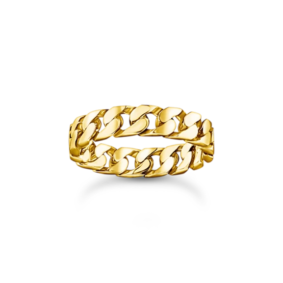 Pansarlänk Ring Guld i 18K guldpläterat silver med kedjelänkdesign