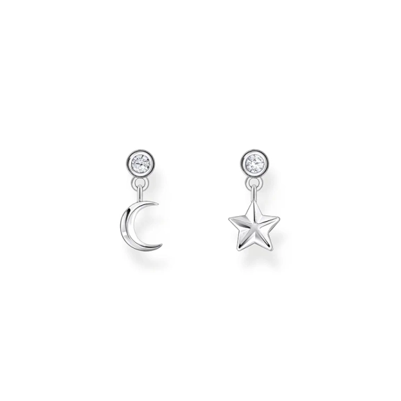 Ohrstecker mit Mond- und Stern-Anhänger und weißen Steinen Silber - Thomas Sabo - Nordic Spectra