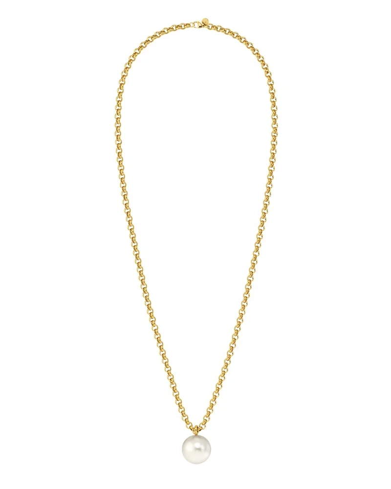 Edblad Lexie Necklace L Gold med 75 cm ärtkedja i 14K guldpläterat stål och stor pärlemorpärla som charm