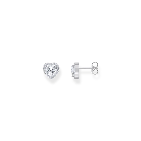 Heart-shaped halo earrings with sparkling stones - Thomas Sabo - Suuri valikoima & ilmainen lahjapaketointi - Nordic Spectra