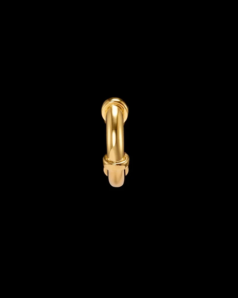 skulpturaler Creolen-Ohrring aus 18-karätig vergoldetem Silber mit ringförmigen