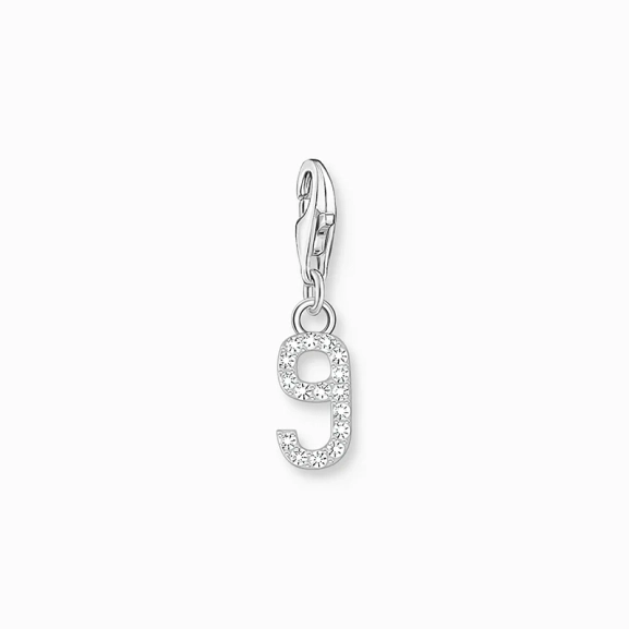 Charm-Anhänger Zahl 9 mit weißen Steinen Silber - Thomas Sabo - Nordic Spectra