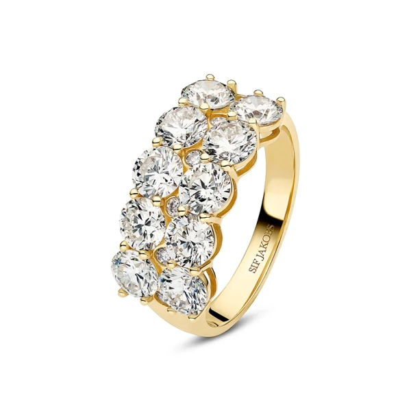 Ariccia Ring 14K Guld med två rader av gnistrande syntetiska diamanter