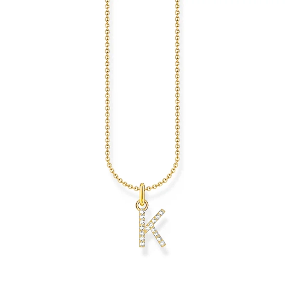 Glittrande Bokstavshalsband K Guld - Thomas Sabo - Snabb leverans & paketinslagning - Nordic Spectra