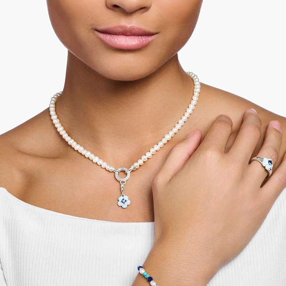 Charm-Anhänger Blume mit blauem Stein Silber von Thomas Sabo, Schneller Versand - Nordicspectra.de