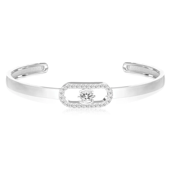 Ellisse Carezza Bangle från Sif Jakobs i silver med gnistrande cubic zirconia-stenar