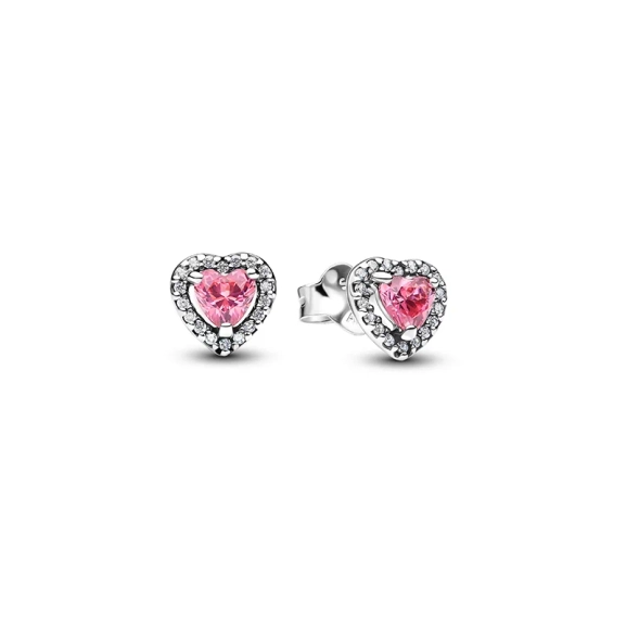 Rosa hjärtformade örhängen med stift i sterlingsilver
