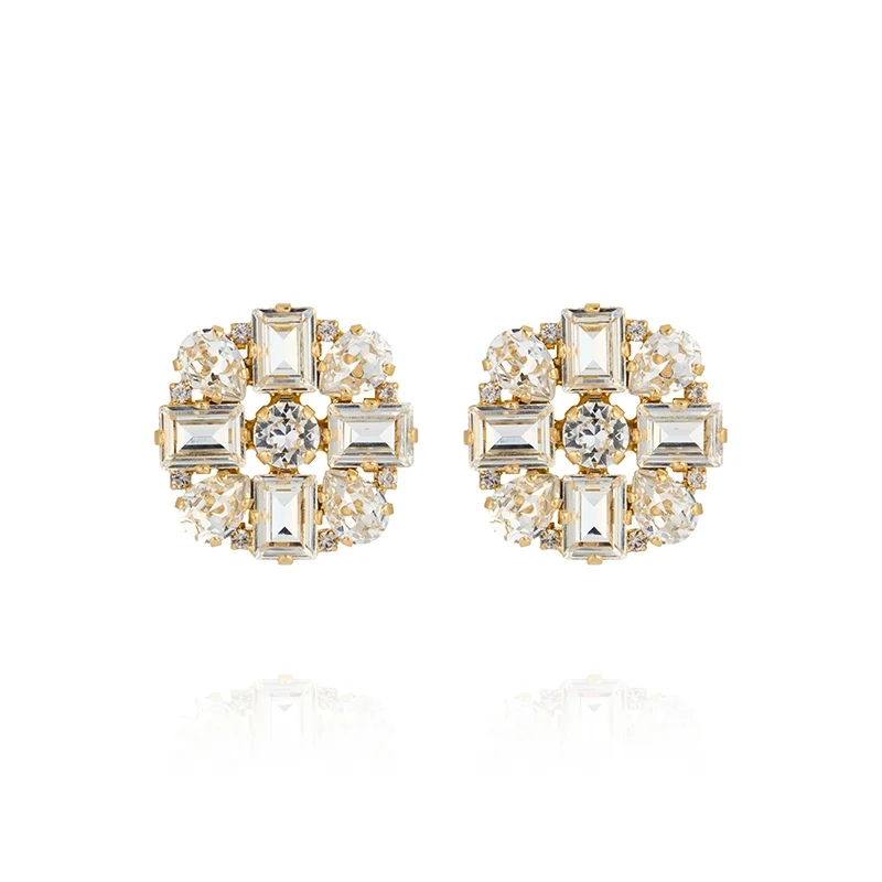 Caroline Svedbom - Diora Statement Earrings Gold Crystal