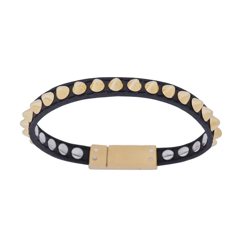 Edblad - Peak Bracelet Leather Black Gold