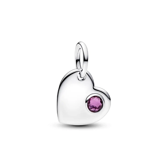 Herzförmiger Anhänger aus Silber mit violettem Zirkonia