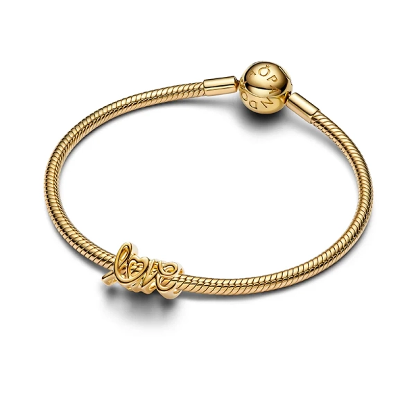 Kärleksberlock med Handskrivet Budskap Guld från Pandora Moments. Förgylld med 14 karat guld