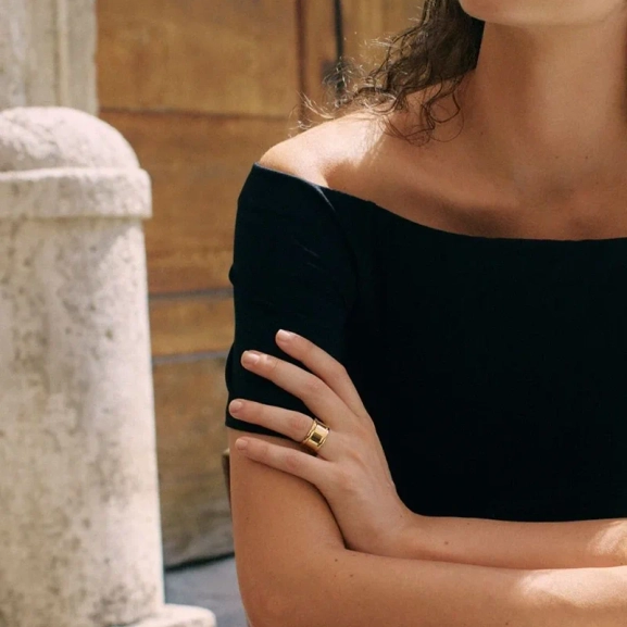 Frame Ring i 14K guldpläterat stål