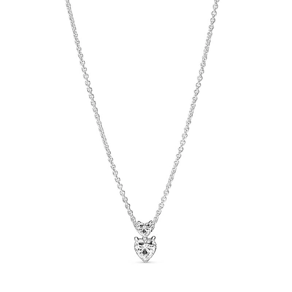 Double Heart Pendant Sparkling Collier Halsband - PANDORA - Snabb frakt & paketinslagning - Nordicspectra.se