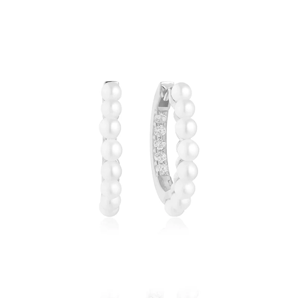 Padua Medio Örhängen i silver med cubic zirconia och sötvattenpärla från Sif Jakobs