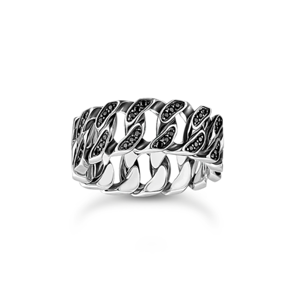 Ring Kettenglieder schwarze Steine breit Silber - Thomas Sabo - Nordic Spectra