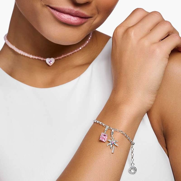 Charm-Anhänger pinker Stein Silber von Thomas Sabo, Schneller Versand - Nordicspectra.de