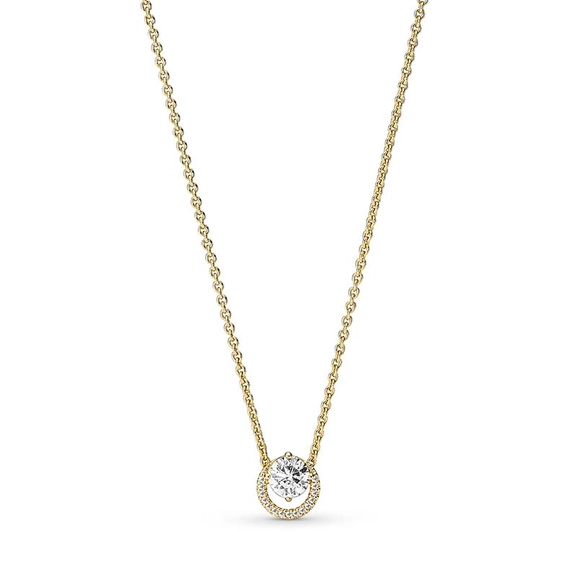 Glittrande Runt Halo Pendant Collier Halsband - PANDORA - Snabb frakt & paketinslagning - Nordicspectra.se