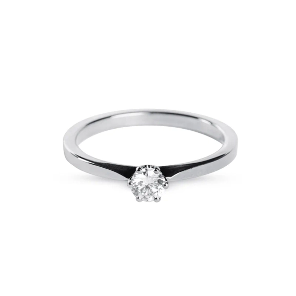 25 Vitguld med briljantslipad diamant i sexklofattning