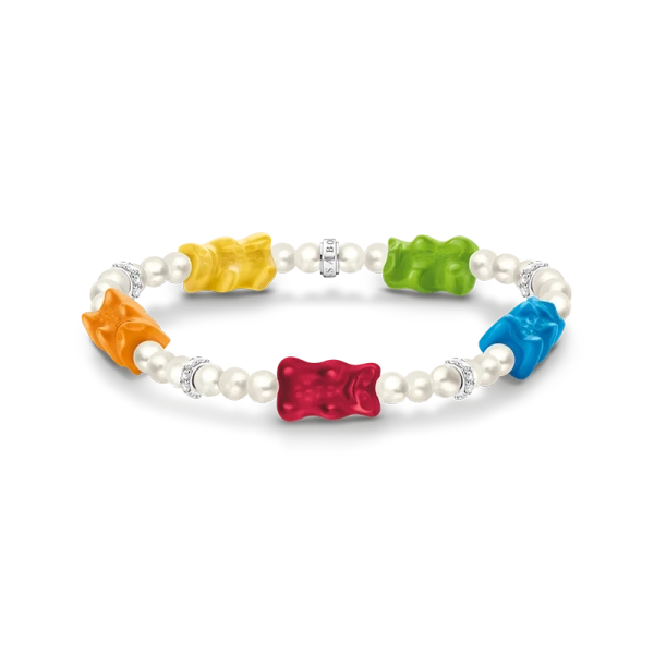 Perlenarmband mit 5 bunten Goldbären Silber - Thomas Sabo - Nordic Spectra