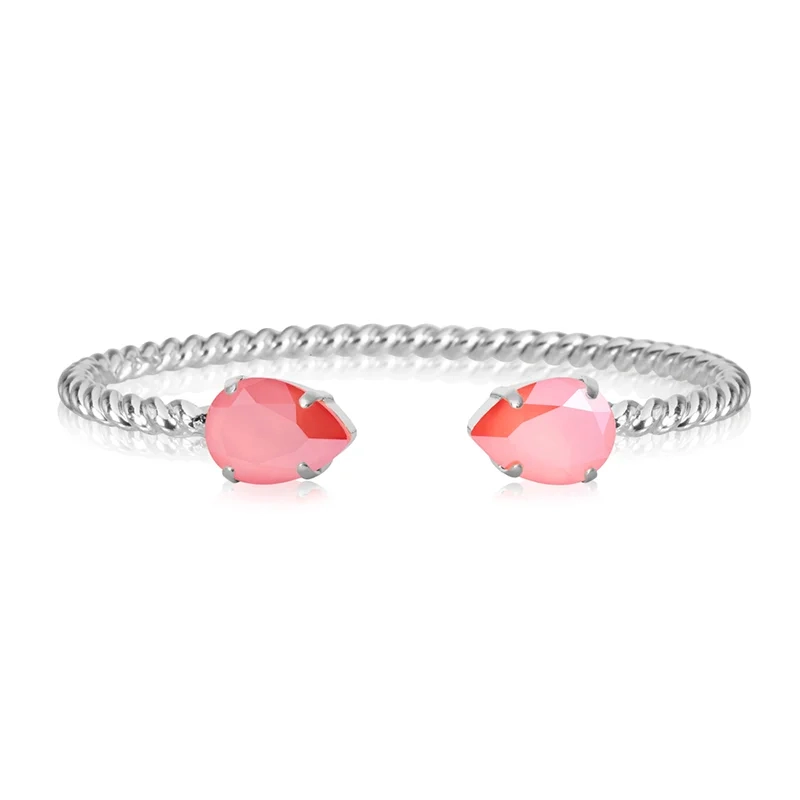 Caroline Svedbom - Mini Drop Bracelet Rhodium Light Coral