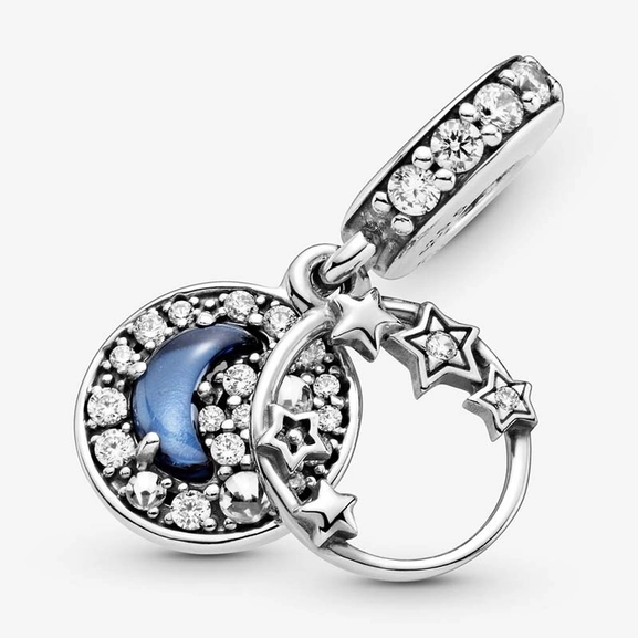 Blauer Nachthimmel Halbmond & Sterne Charm-Anhänger von PANDORA, Schneller Versand - Nordicspectra.de