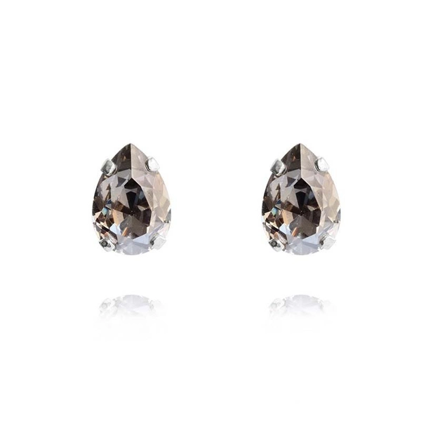 Petite Drop Stud Earrings Rhodium Black Diamond - Caroline Svedbom - Snabb frakt & paketinslagning - Nordicspectra.se