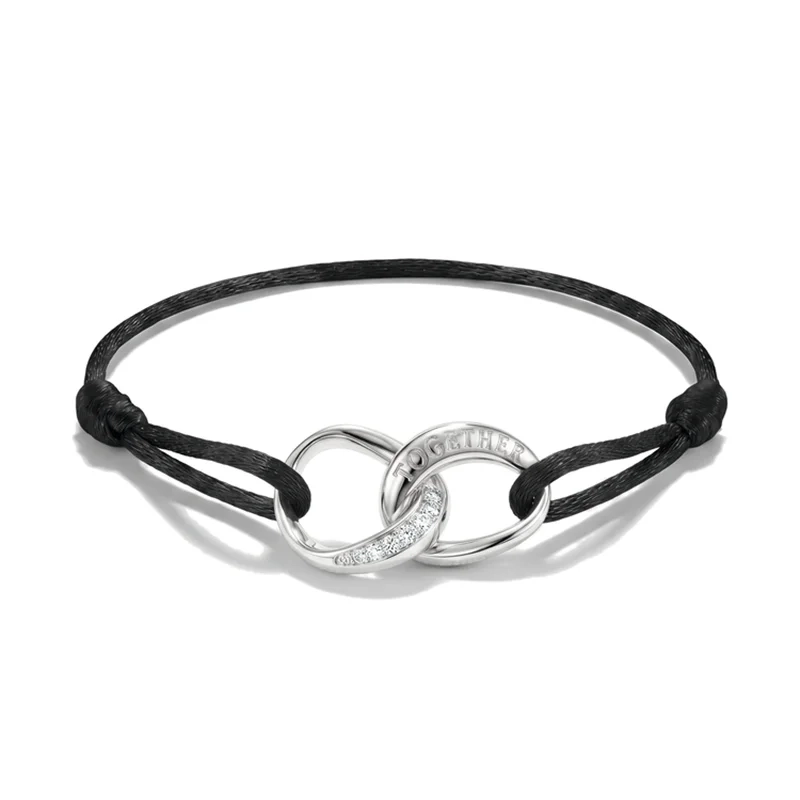 Thomas Sabo - Svart Together Glittrande Textilarmband