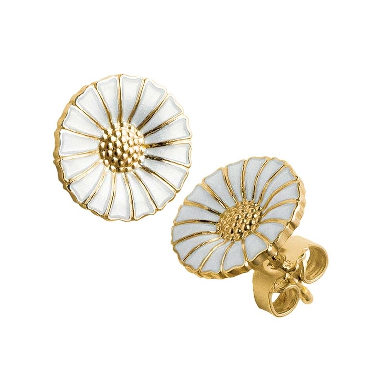 Daisy Örhängen Guldpläterat Silver med Vit Emalj - Georg Jensen örhängen - Snabb frakt & paketinslagning - Nordicspectra.se