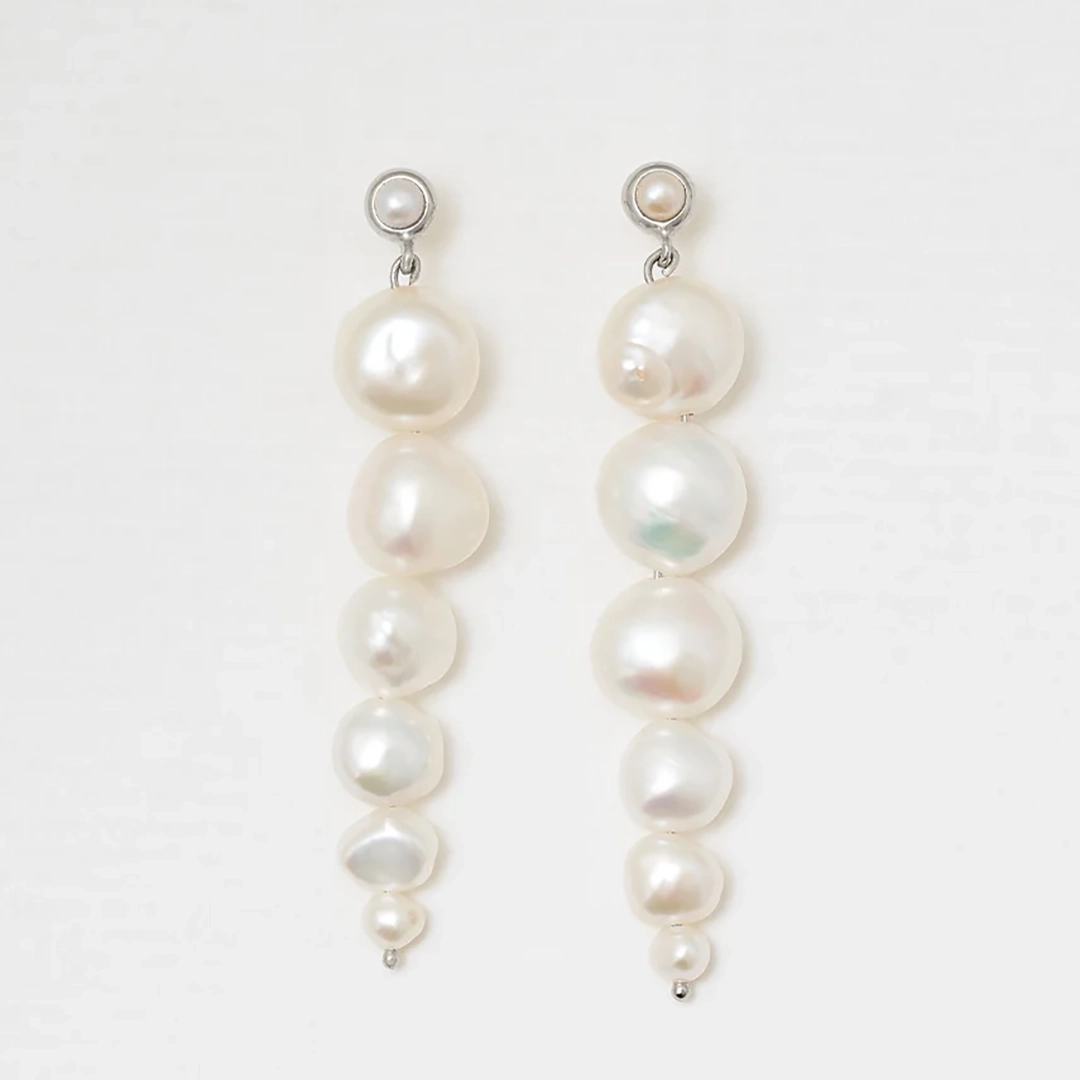 Blue Billie - Drop Pearl Earrings Silver