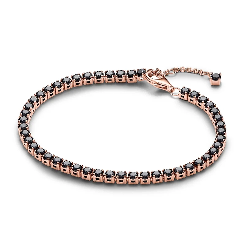 PANDORA – Svart Glittrande Tennisarmband Rosé