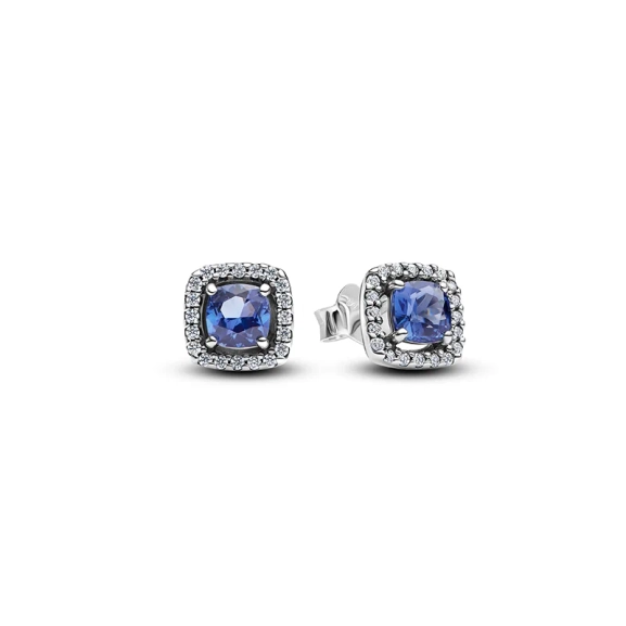 Funkelnder Quadratischer Blauer Strahlenkranz Ohrringe - PANDORA - Nordic Spectra