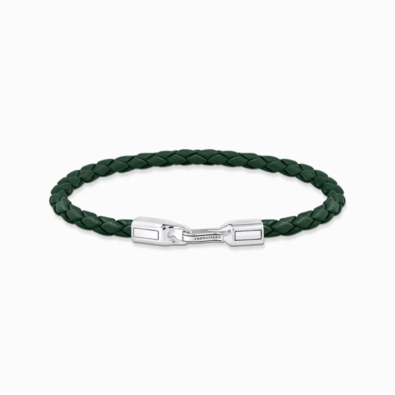 Smalt Läderarmband Grönt & Silver - Thomas Sabo - Snabb leverans & paketinslagning - Nordic Spectra