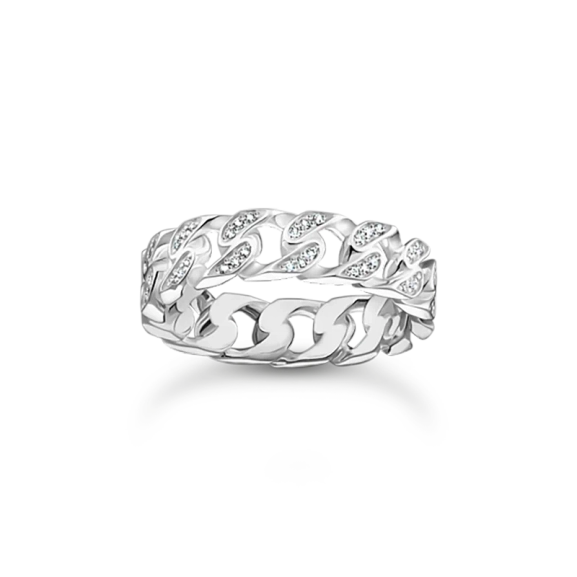 Ring Kettenglieder weiße Steine schmal Silber - Thomas Sabo - Nordic Spectra
