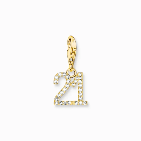 Charm-Anhänger Zahl 21 mit weißen Steinen Gold - Thomas Sabo - Nordic Spectra