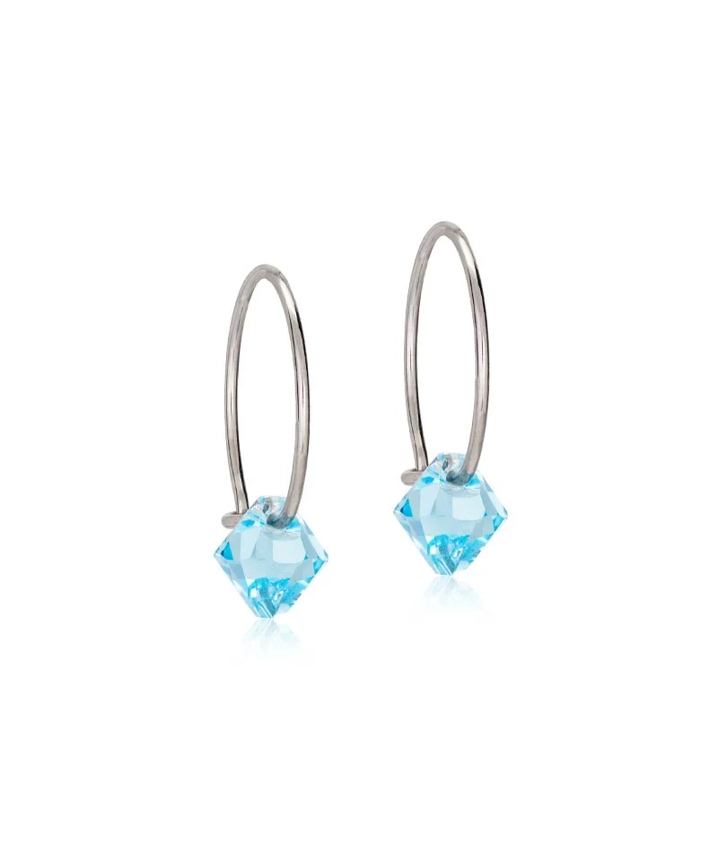 Blomdahl - NT Ear Ring 14 mm Bicone 6 mm Aquamarine