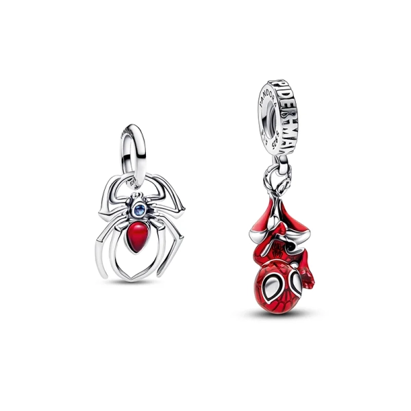 Marvel Spiderman Berlockset i silver med ikonisk spindel och Spider-Man för att ge styrka och karaktär till din smyckeskollektion.