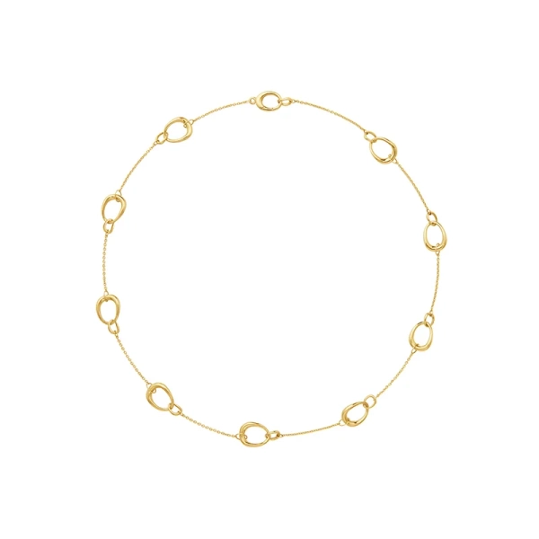 Offspring Multi Halsband Guld i 18K gult guld med ovala ringar på en fin kedja