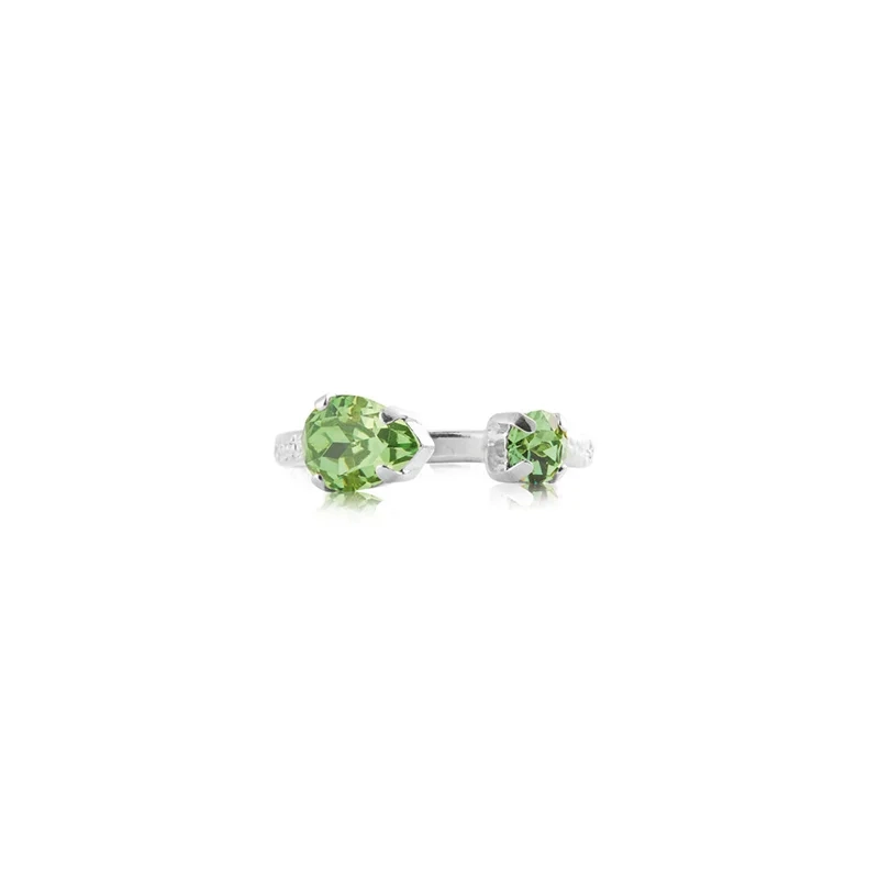 Caroline Svedbom - Amelia Ring Rhodium Recreated Peridot