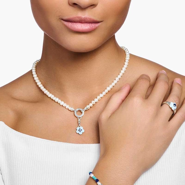 Charm-Anhänger Blume mit blauem Stein Silber von Thomas Sabo, Schneller Versand - Nordicspectra.de