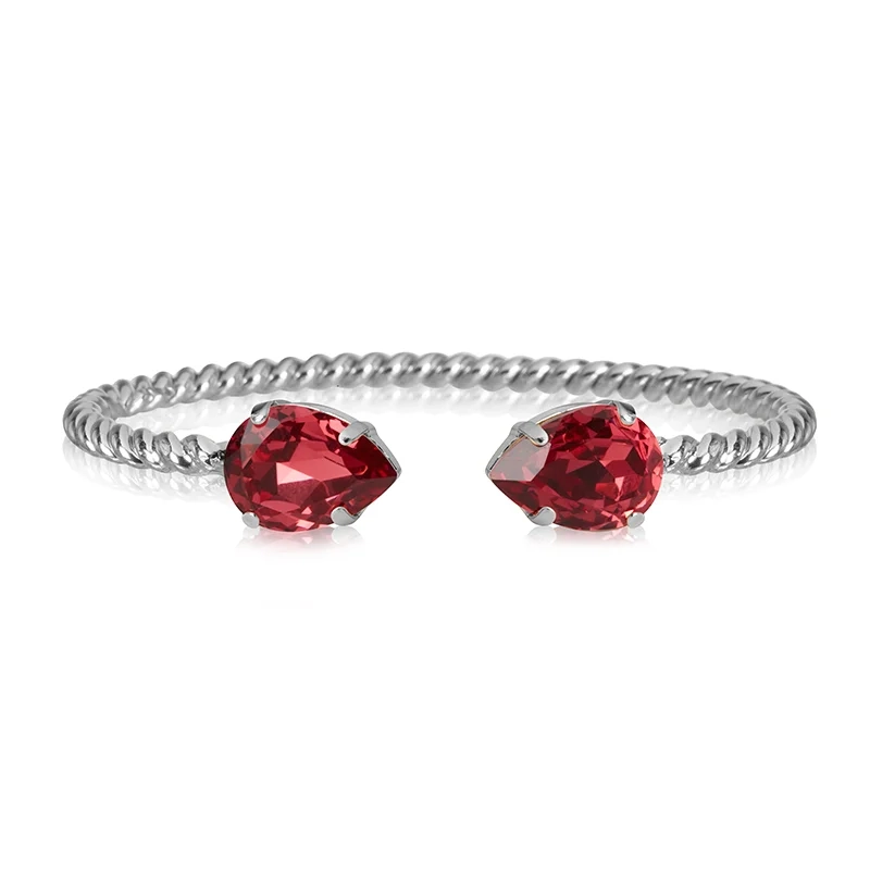 Caroline Svedbom - Mini Drop Bracelet Rhodium Mulberry Red