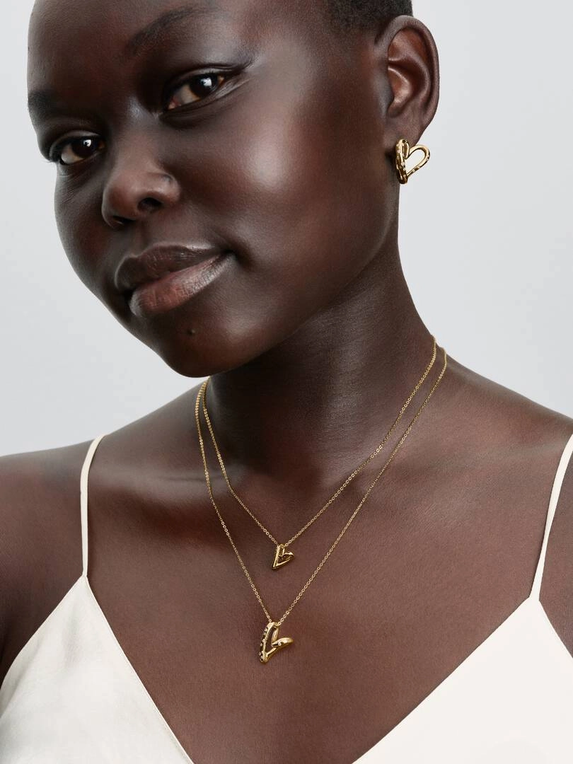 Organsikt Hjärta med Stenar Halsband Guld från Pandora