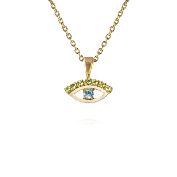 Petite Greek Eye Necklace Gold Green/Blue - Caroline Svedbom - Snabb frakt & paketinslagning - Nordic Spectra
