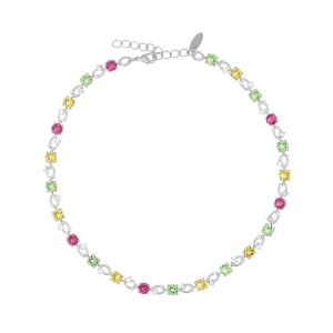 Halsband Fay i rodium med höstblomskombination