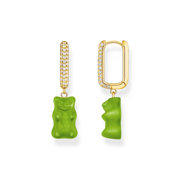 Einzel-Creole mit grünem Goldbären-Anhänger in Midiversion und Steinen vergoldet - Thomas Sabo - Nordic Spectra